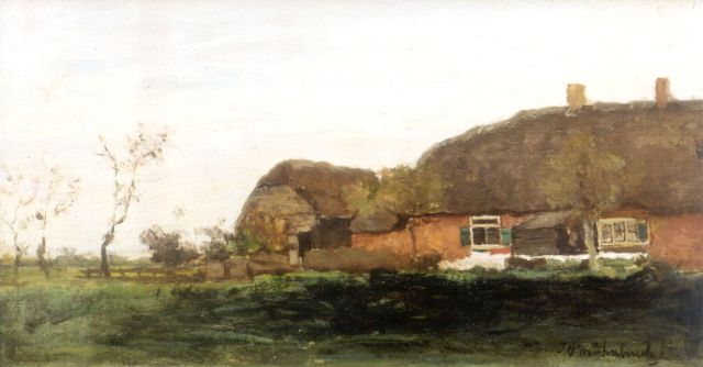 Jan Hendrik Weissenbruch | A farm in a polder landscape, oil on canvas, 19.0 x 34.1 cm, signed l.r.