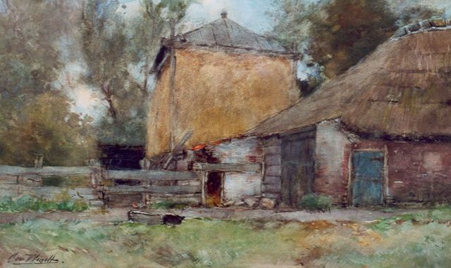 Windt Ch. van der | A farm and a haystack, watercolour on paper 31.0 x 51.5 cm, signed l.l.