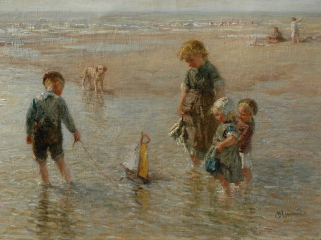 Blommers B.J.  | The young navigators, oil on canvas 58.2 x 81.4 cm, signed l.r.