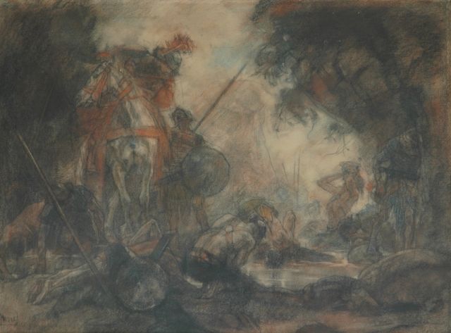 Johannes Hendricus Jurres | After the battle, pastel on paper, 54.2 x 73.2 cm, signed l.l.