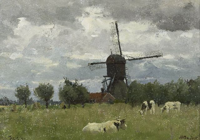 Bastert S.N.  | Windmill of the Otterspoorbroek polder, Breukelen, oil on canvas laid down on panel 24.5 x 34.0 cm, signed l.r. and dated Aug. '82, without frame