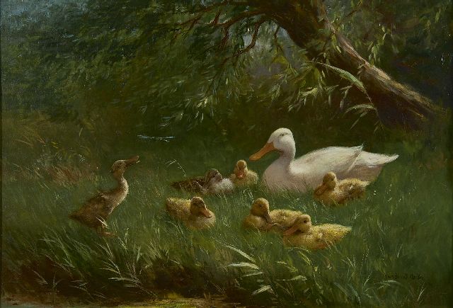 Artz C.D.L.  | A duck family, oil on canvas 45.4 x 65.4 cm, signed l.r.
