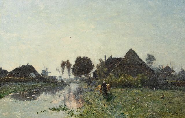 Constan Gabriel | Early morning near Veenendaal, oil on canvas, 66.0 x 101.5 cm, signed l.r. and painted ca. 1870