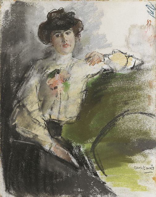 Israels I.L.  | Seamstress smoking, pastel on paper 57.0 x 47.0 cm, signed l.r. and painted circa 1905