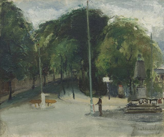 Nanninga J.  | A view from the Plaats, The Hague, oil on canvas 50.5 x 60.5 cm, signed l.r. and painted ca. 1939-1945