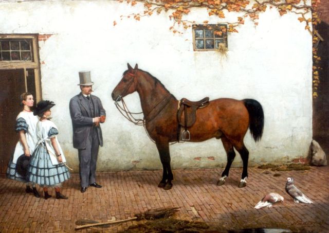 Famars Testas W. de | Preparing for a ride, oil on canvas 50.1 x 69.8 cm, signed l.r. and dated 1863