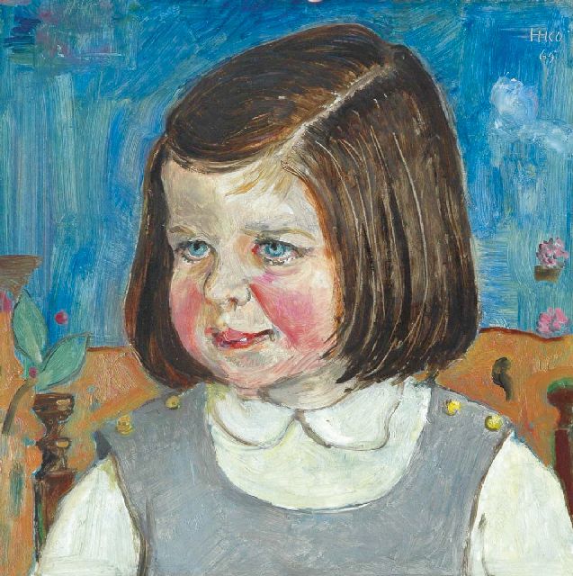 Kamerlingh Onnes H.H.  | A portrait of Sandra Croockewit, oil on board 29.6 x 29.3 cm, signed u.r. with monogram and dated '65